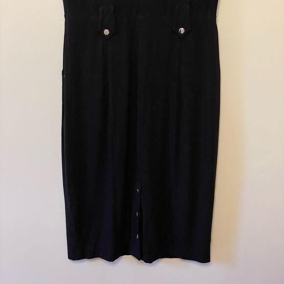 Cache 8 black leopard animal print midi dress fitted pencil short sleeve gaudy - Picture 7 of 7